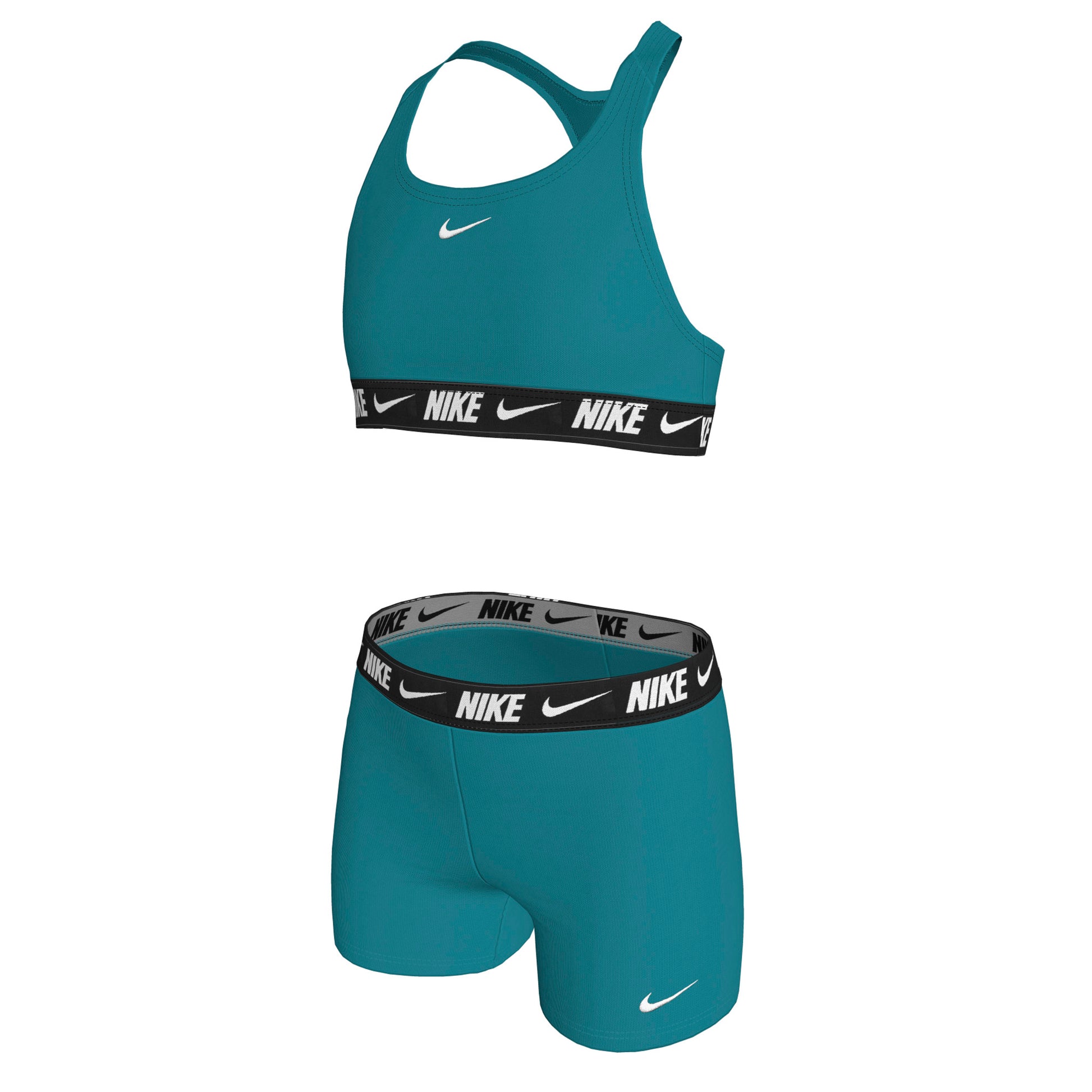 Nike Big Girls' Logo Tape Racerback Bikini & Short Swimsuit Set  Girls Bikini Set  Nike
