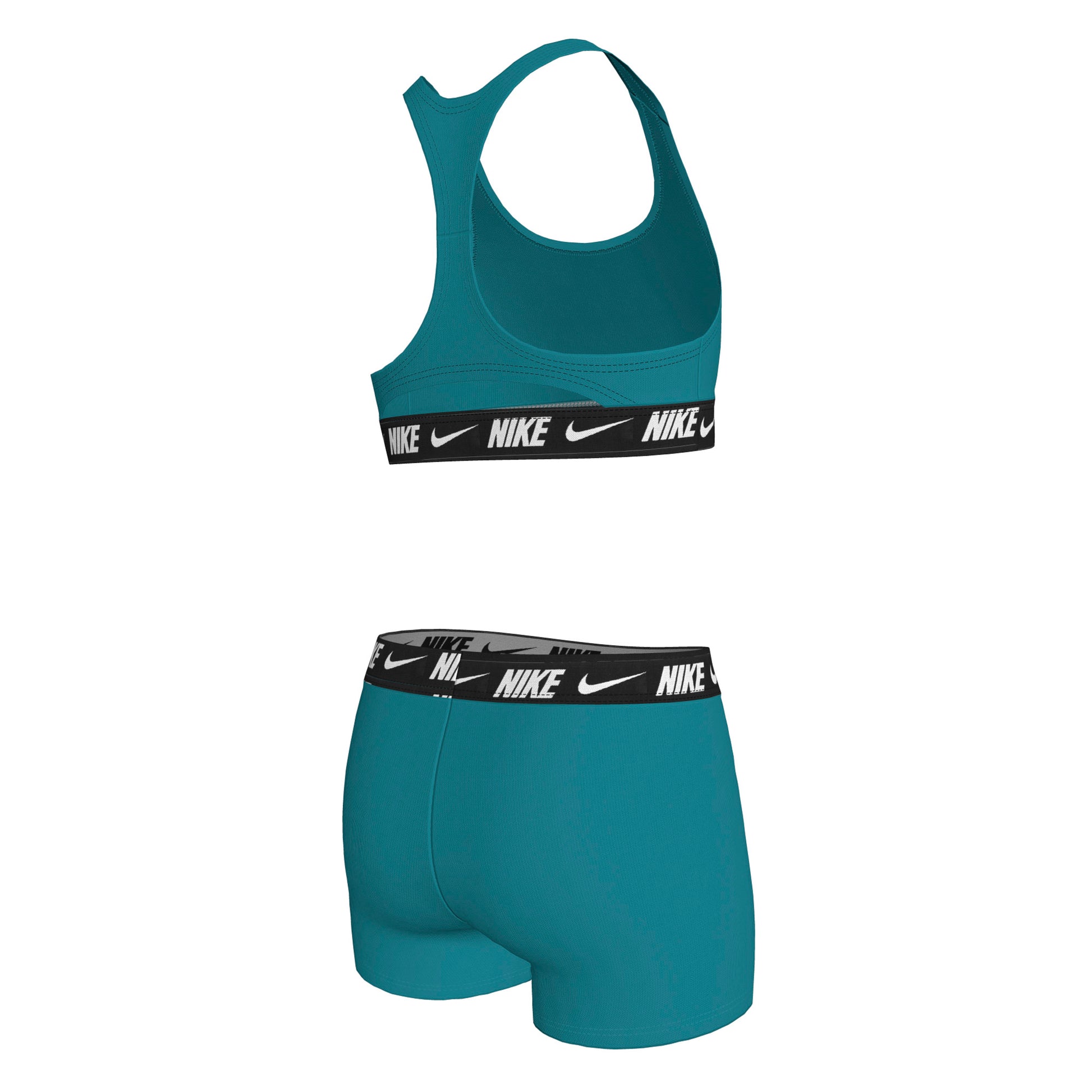Nike Big Girls' Logo Tape Racerback Bikini & Short Swimsuit Set  Girls Bikini Set  Nike