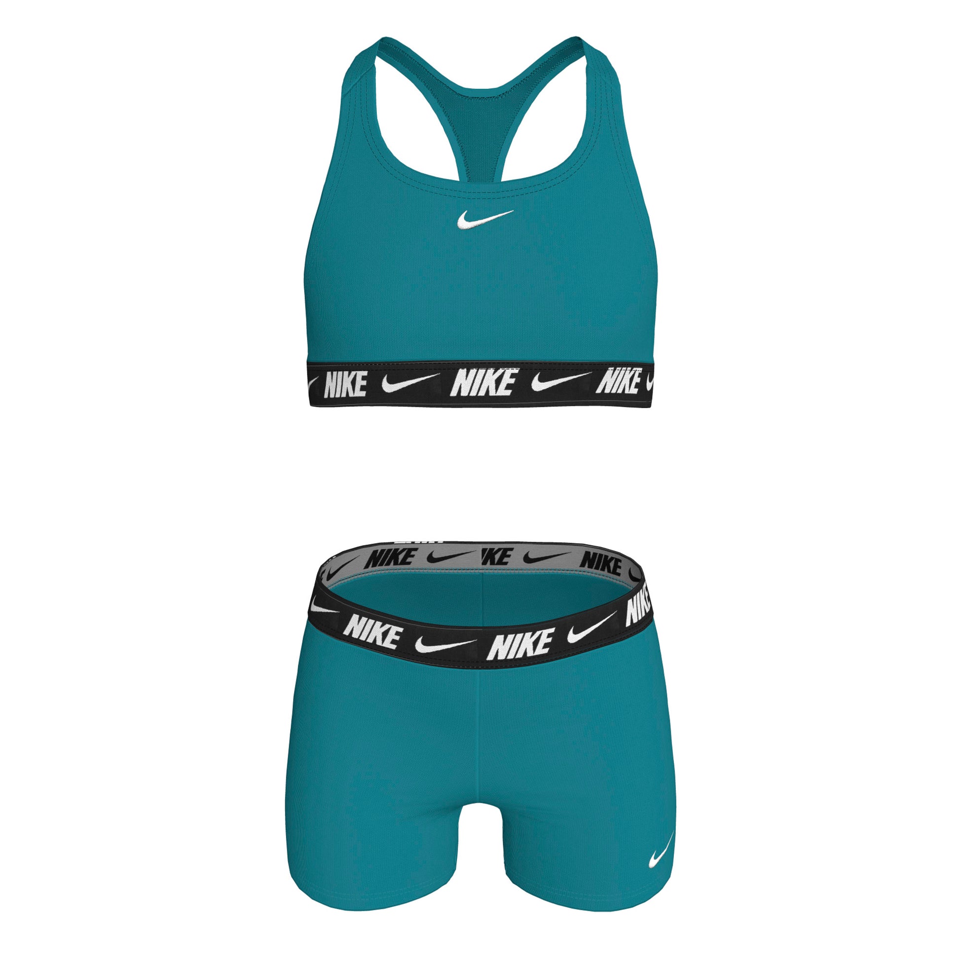 Nike Big Girls' Logo Tape Racerback Bikini & Short Swimsuit Set  Girls Bikini Set  Nike
