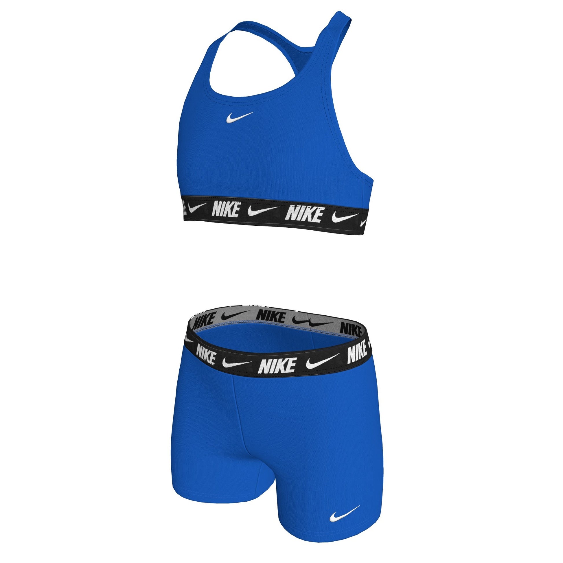 Nike Big Girls' Logo Tape Racerback Bikini & Short Swimsuit Set  Girls Bikini Set  Nike