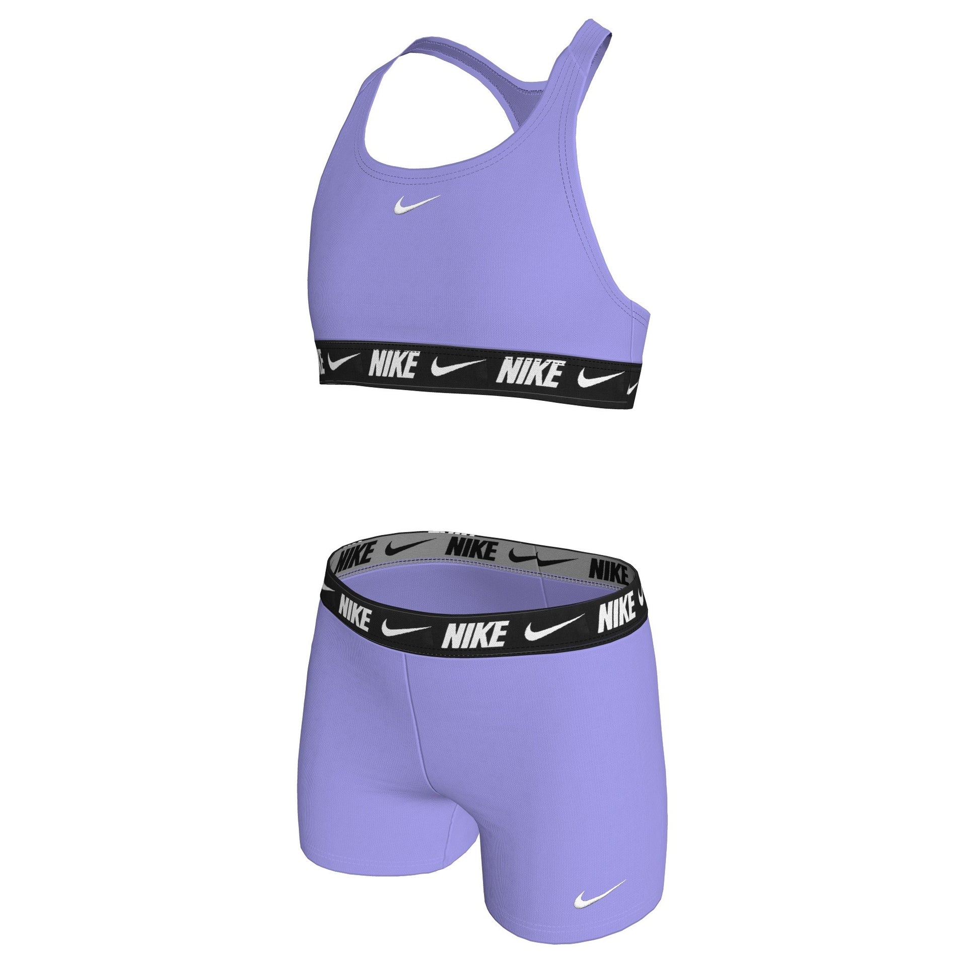 Nike Big Girls' Logo Tape Racerback Bikini & Short Swimsuit Set  Girls Bikini Set  Nike