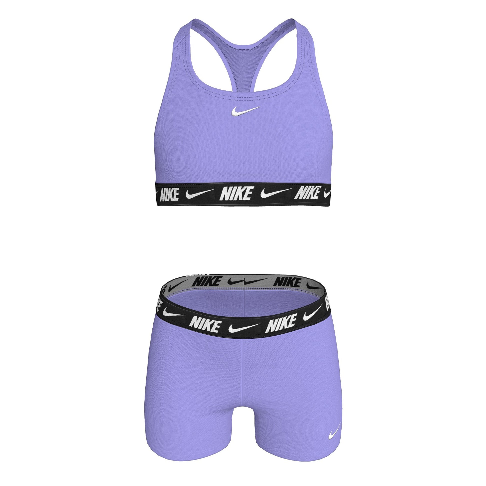 Nike Big Girls' Logo Tape Racerback Bikini & Short Swimsuit Set  Girls Bikini Set  Nike