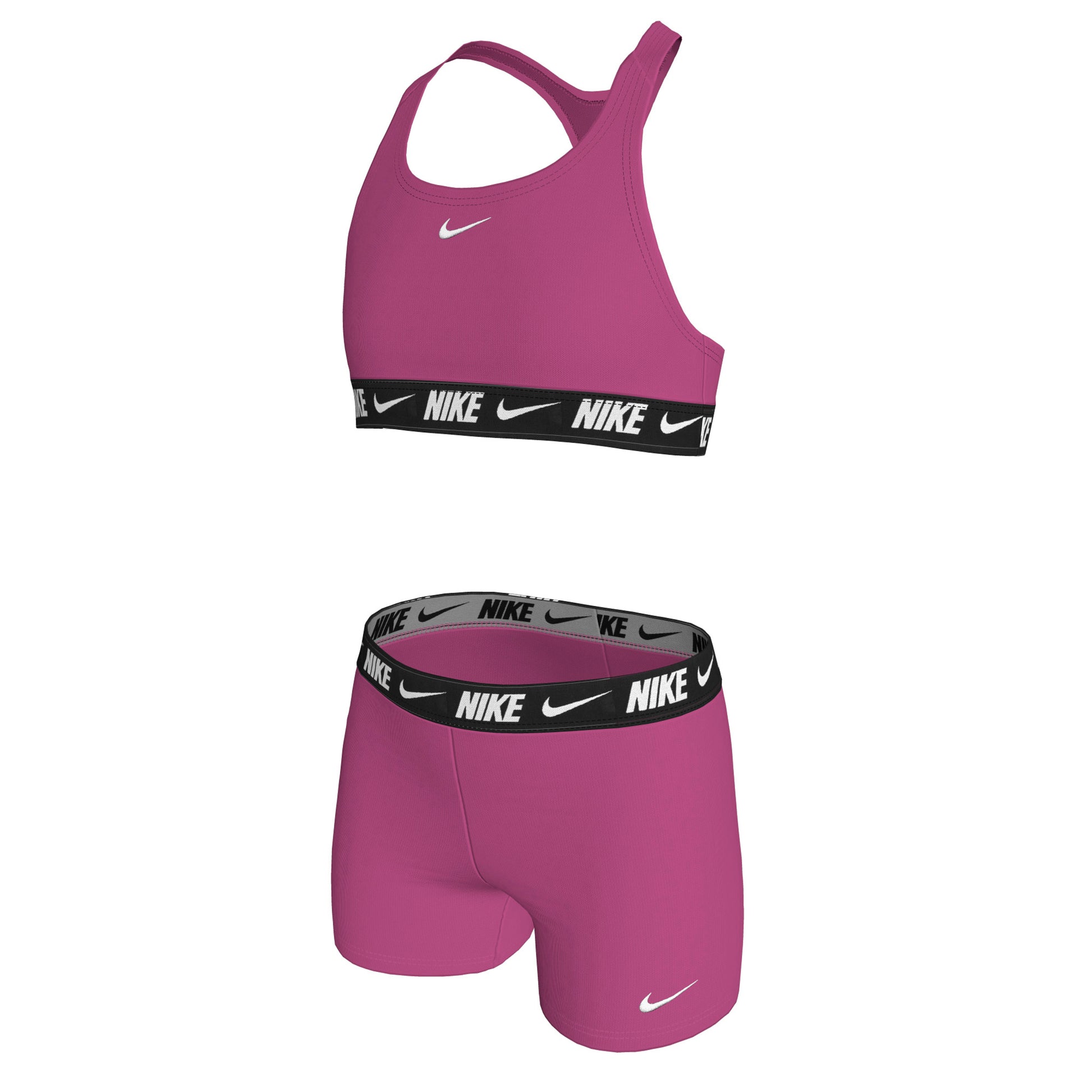 Nike Big Girls' Logo Tape Racerback Bikini & Short Swimsuit Set  Girls Bikini Set  Nike