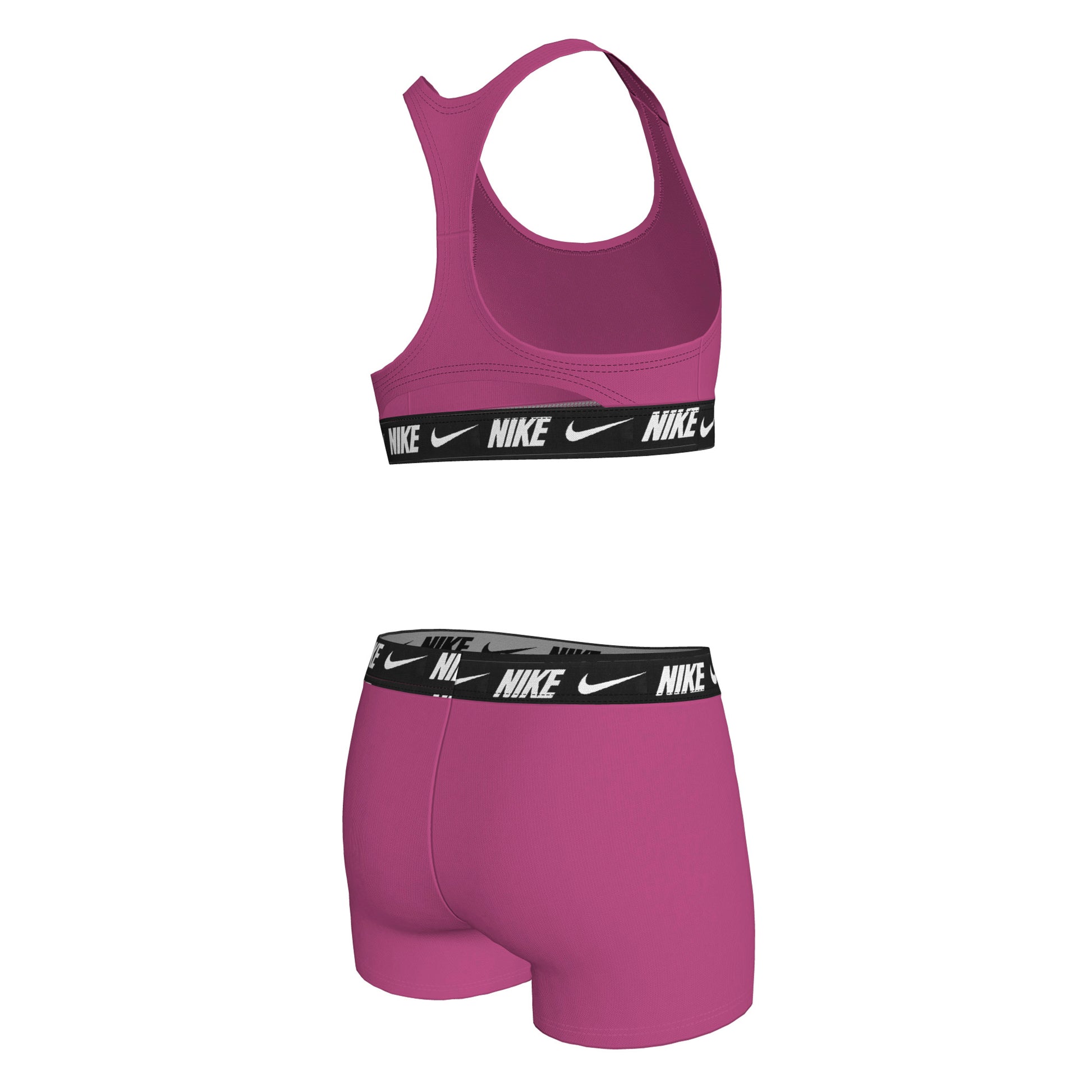 Nike Big Girls' Logo Tape Racerback Bikini & Short Swimsuit Set  Girls Bikini Set  Nike