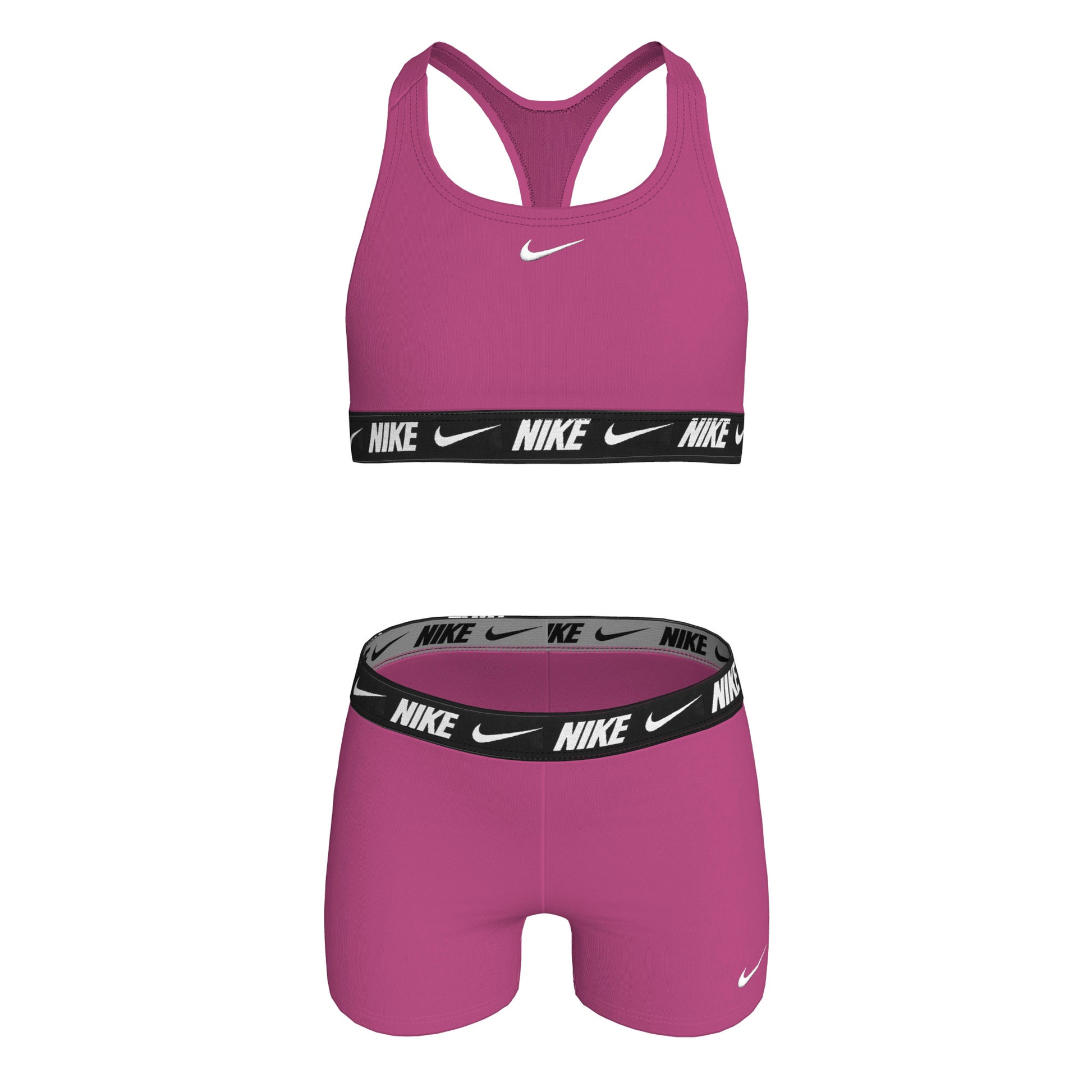 Nike Big Girls' Logo Tape Racerback Bikini & Short Swimsuit Set  Girls Bikini Set  Nike