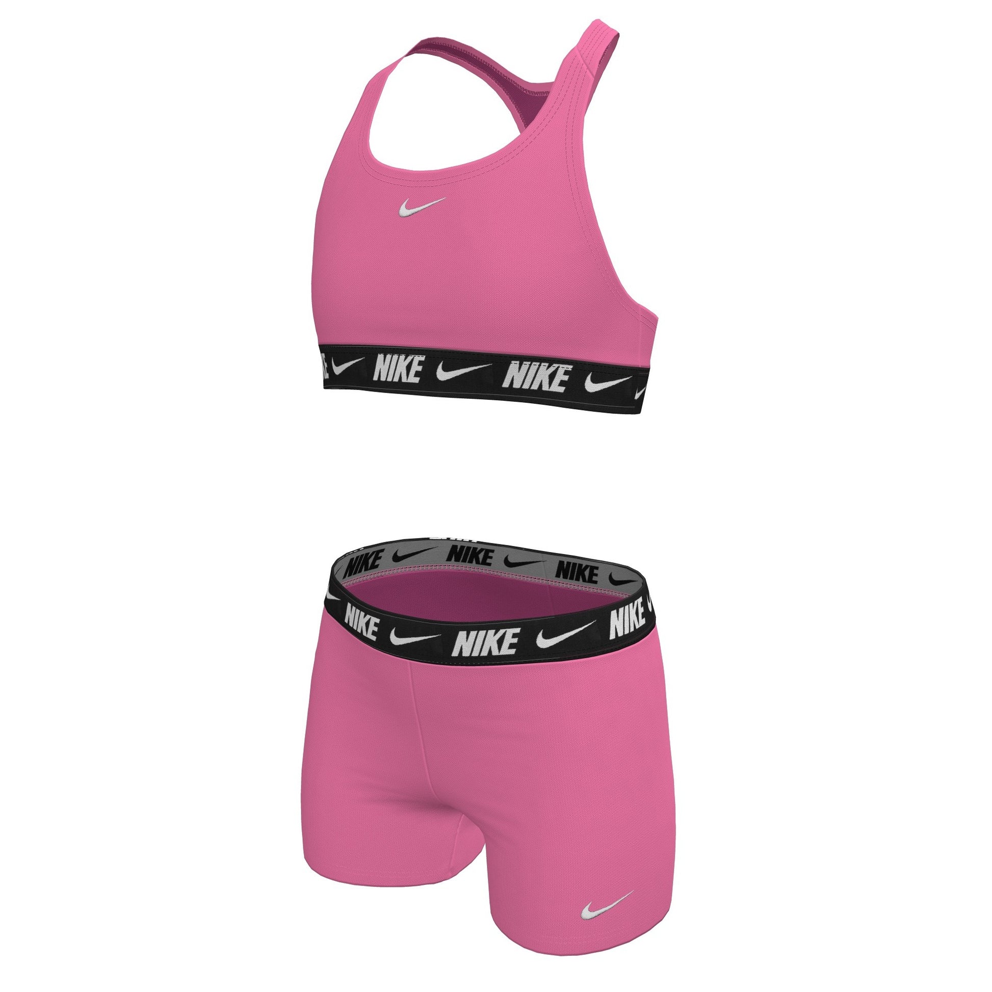 Nike Big Girls' Logo Tape Racerback Bikini & Short Swimsuit Set  Girls Bikini Set  Nike