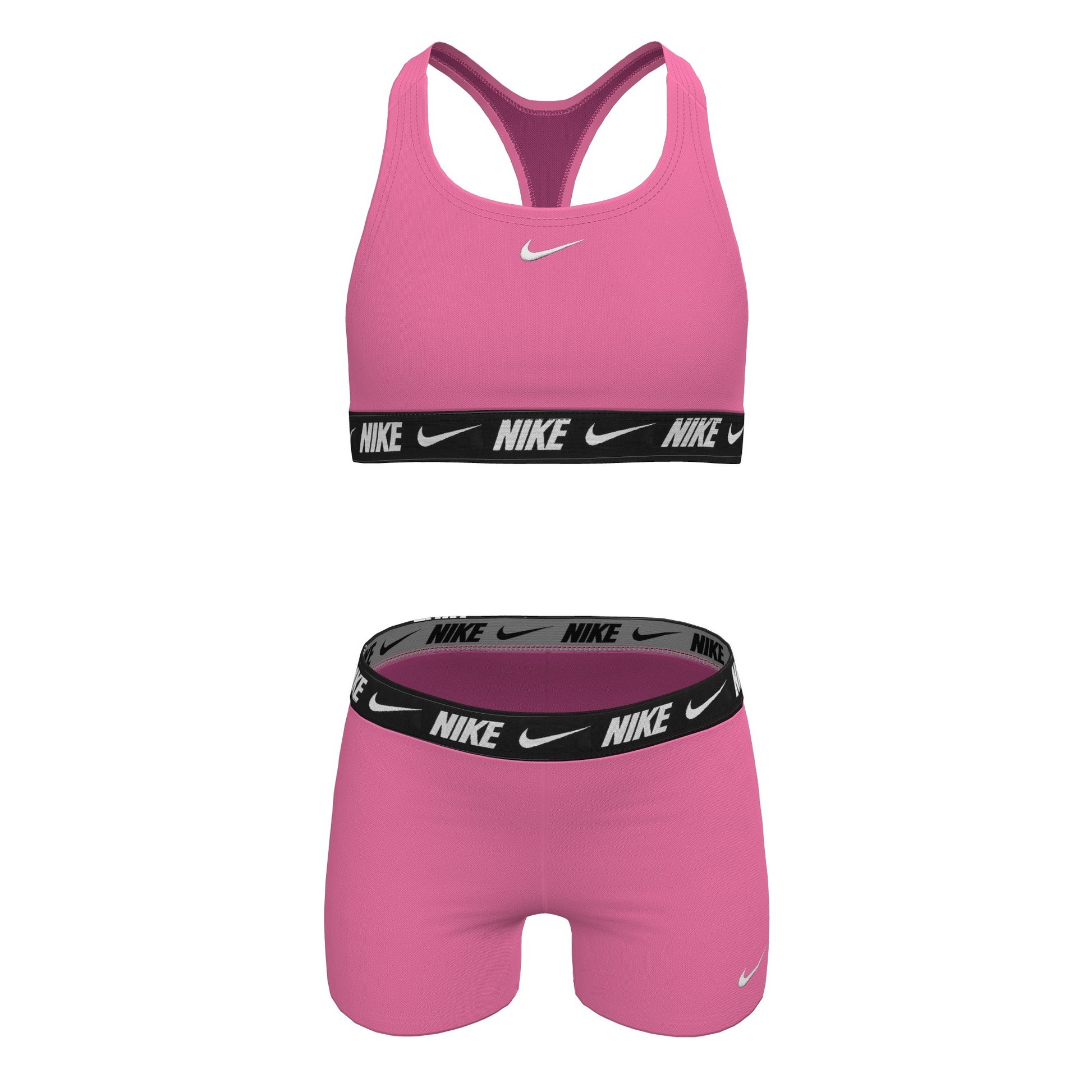 Nike Big Girls' Logo Tape Racerback Bikini & Short Swimsuit Set  Girls Bikini Set  Nike