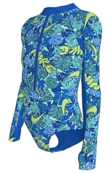 Nike Big Girls' Doodle Floral Nike Long Sleeve One Piece Swimsuit  Girls One Piece  Nike