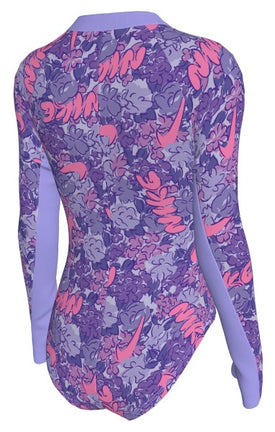 Nike Big Girls' Doodle Floral Nike Long Sleeve One Piece Swimsuit  Girls One Piece  Nike