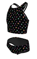 Nike Big Girls' Crafted Blooms Spiderback Midkini Set  Girls Midkini  Nike