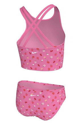 Nike Big Girls' Crafted Blooms Spiderback Midkini Set  Girls Midkini  Nike