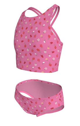 Nike Big Girls' Crafted Blooms Spiderback Midkini Set  Girls Midkini  Nike