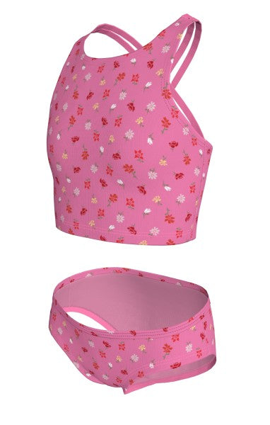 Nike Big Girls' Crafted Blooms Spiderback Midkini Set  Girls Midkini  Nike