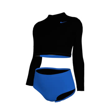 Nike Big Girls' Color Block Effortless Essential Long Sleeve Crop Top & High Waist Swimsuit Set