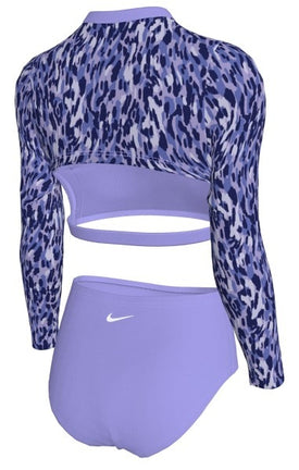 Nike Big Girls Swim Running Wild Long Sleeve Crop top and High Waist Set