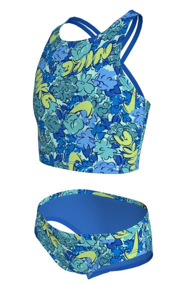 Nike Big Girls' Doodle Floral Spiderback Midkini Set  Girls Midkini  Nike