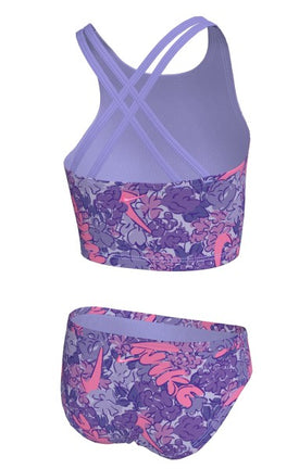 Nike Big Girls' Doodle Floral Spiderback Midkini Set  Girls Midkini  Nike