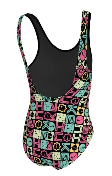 Nike Swim Logo Block Big Girls' U-Back One Piece Swimsuit  Girls One Piece  Nike