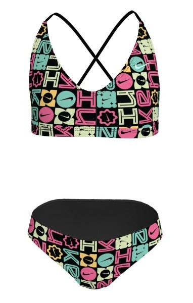 Nike Swim Logo Block Big Girls' Lace Up Bikini Set  Girls Bikini Set  Nike