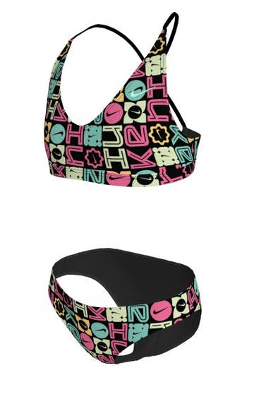 Nike Swim Logo Block Big Girls' Lace Up Bikini Set  Girls Bikini Set  Nike