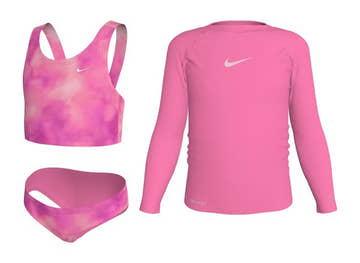Nike Little Girls' Aquatic Awe Long Sleeve Hydroguard + Midkini Set