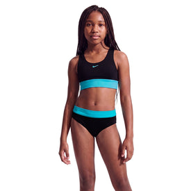 Nike Girls Colorblock Racerback Big Kids Two Piece Swimsuit  Two Piece Swimsuits  Nike