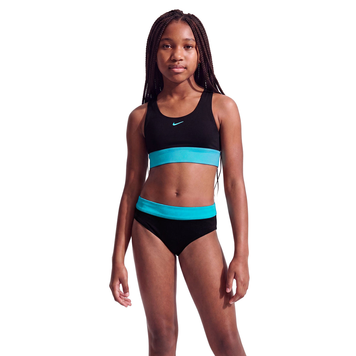 Nike Girls Colorblock Racerback Big Kids Two Piece Swimsuit  Two Piece Swimsuits  Nike