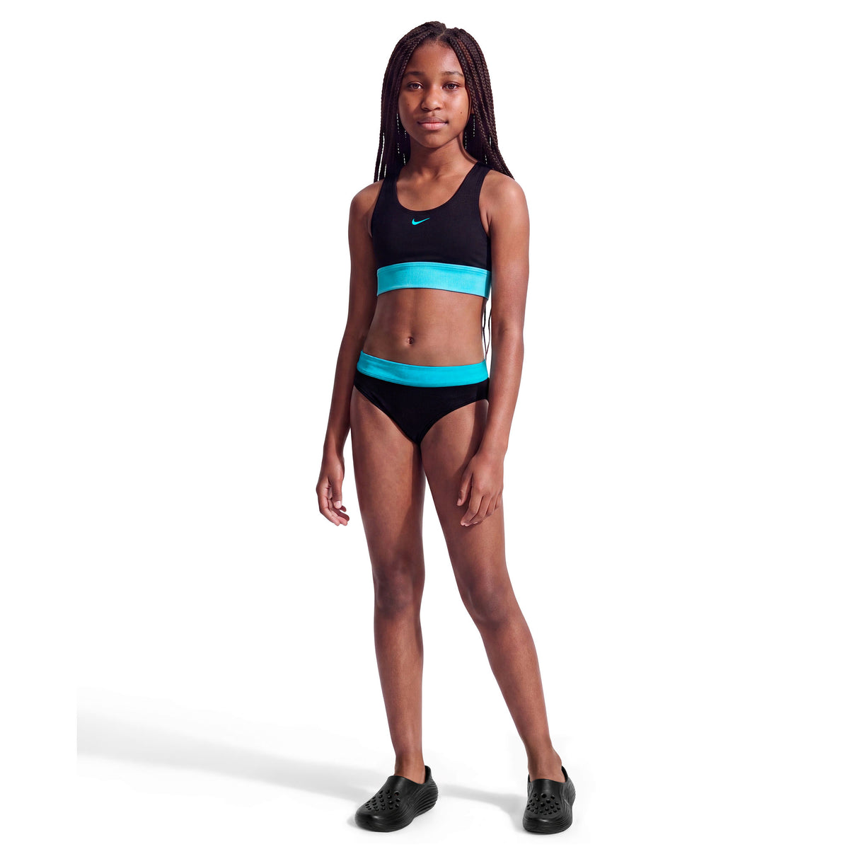 Nike Girls Colorblock Racerback Big Kids Two Piece Swimsuit  Two Piece Swimsuits  Nike