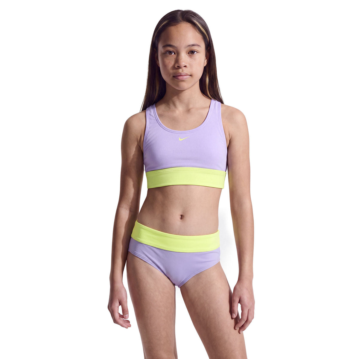 Nike Girls Colorblock Racerback Big Kids Two Piece Swimsuit  Two Piece Swimsuits  Nike