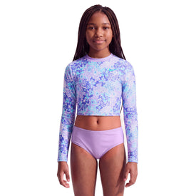 Nike Girls Floral Print Big Kids Long Sleeve Two Piece Swimsuit  Two Piece Swimsuits  Nike