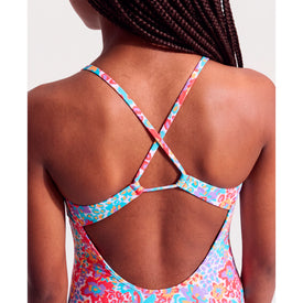 Nike Girls Floral Print Big Kids One Piece Swimsuit