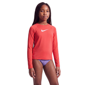 Nike Girls Swim Hydroguard Big Kids Dri-FIT Long Sleeve Top  Girls Rash Guard  Nike