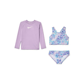 Nike Girls Little Kids Long Sleeve Hydroguard & Midkini Set Floral