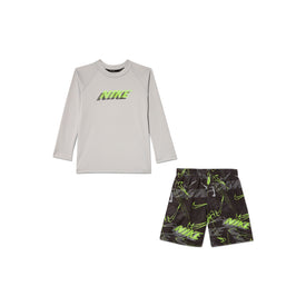 Nike Boys Swim Little Kids Long Sleeve Top & Short Set  Boys Rash Guard  Nike