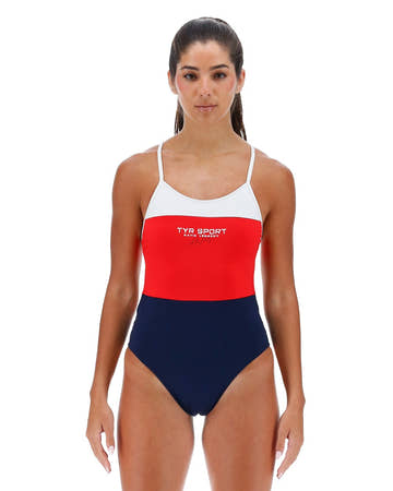 TYR Women's Colorblock Durafast Elite Cutoutfit Katie Ledecky Swimsuit  One Piece Swimsuits  Tyr