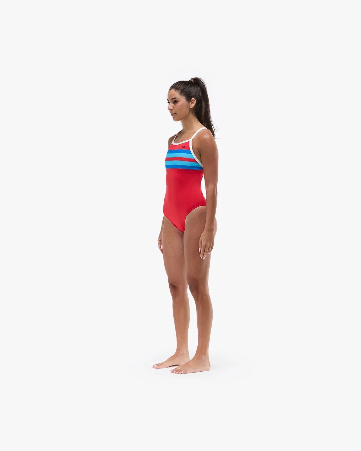 TYR Women's Stripe Durafast Elite Diamondfit Fit Katie Ledecky Swimsuit  One Piece Swimsuits  Tyr