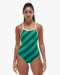 TYR Women's Diagonal Durafast Elite Diamondfit Fit Katie Ledecky Swimsuit  One Piece Swimsuits  Tyr