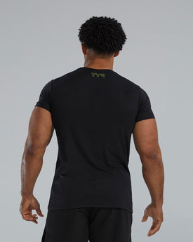 TYR Ultrasoft Men's Short Sleeve Graphic Tee - Attak Yellow Logo  Shirts  Tyr