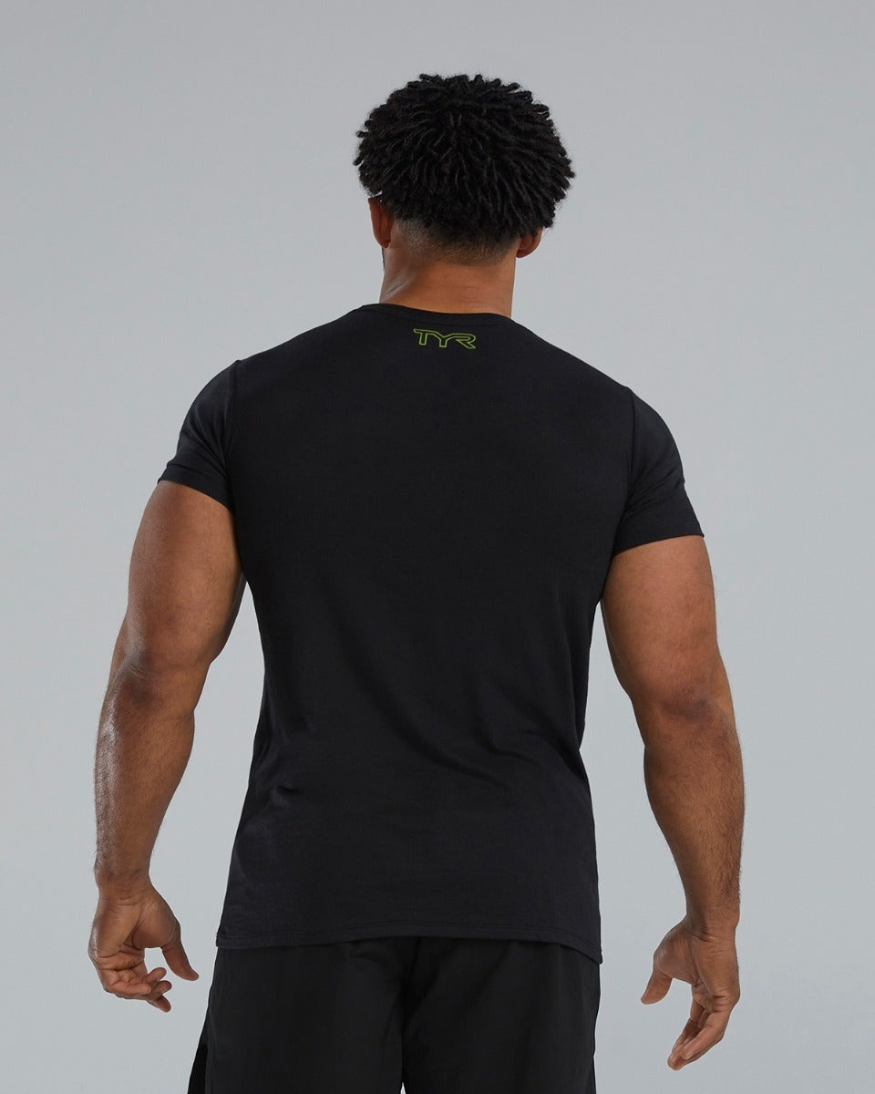 TYR Ultrasoft Men's Short Sleeve Graphic Tee - Attak Yellow Logo  Shirts  Tyr