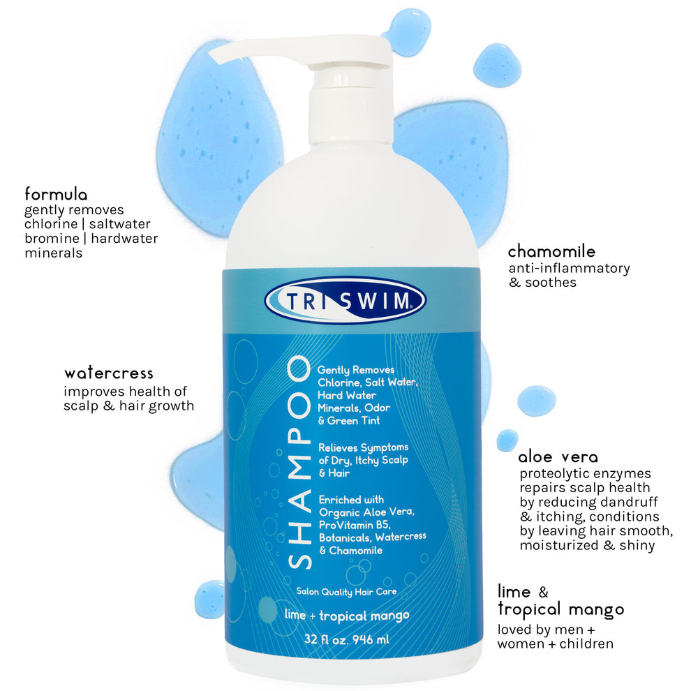 TRISWIM Chlorine Removal Shampoo 32 oz – Removes Chlorine & Minerals, Restores Softness and Shine  Swimmers' Shampoos and Conditioners  SBR Sports