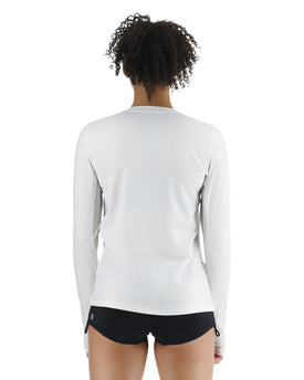 Tyr SunDefense Women's Vented Long Sleeve Rash Guard Crew Shirt - Solid  Long Sleeve Rash Guard  Tyr