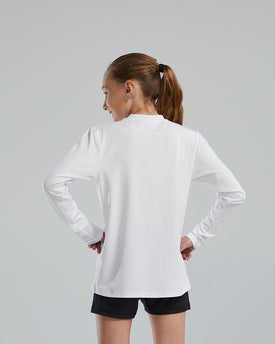 Tyr SunDefense Kids' Long Sleeve Crew - Solid  Girls Rash Guard  Tyr