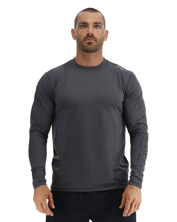 TYR SunDefense Men's Vented Long Sleeve Rash Guard – UPF Swim Shirt  Long Sleeve Rash Guard  Tyr