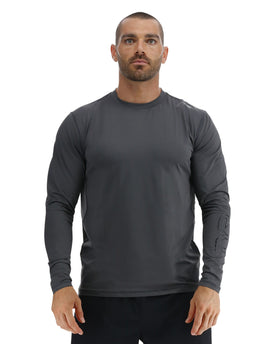 TYR SunDefense Men's Vented Long Sleeve Rash Guard – UPF Swim Shirt  Long Sleeve Rash Guard  Tyr