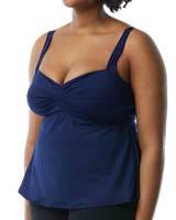 Tyr Women's Solid Durafast Elite Plus Size Twisted Bra Tankini Top  Plus Size Tankini Top  Tyr