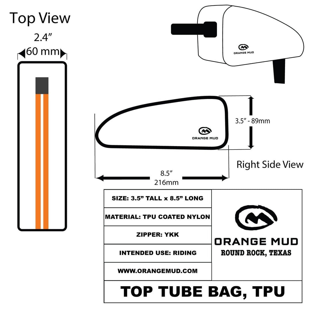 Orange Mud Waterproof Bike Top Tube Bag - Thermoplastic Polyurethane (TPU) Coated  Bicycle Bags  Orange Mud