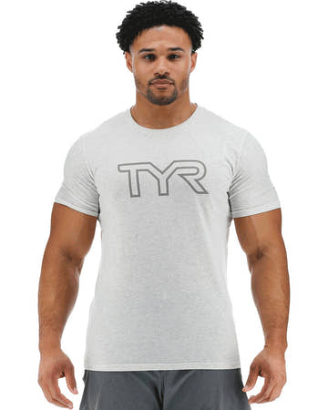 Tyr UltraSoft Men's Big Logo Tri-Blend Tech Tee  Shirts  Tyr
