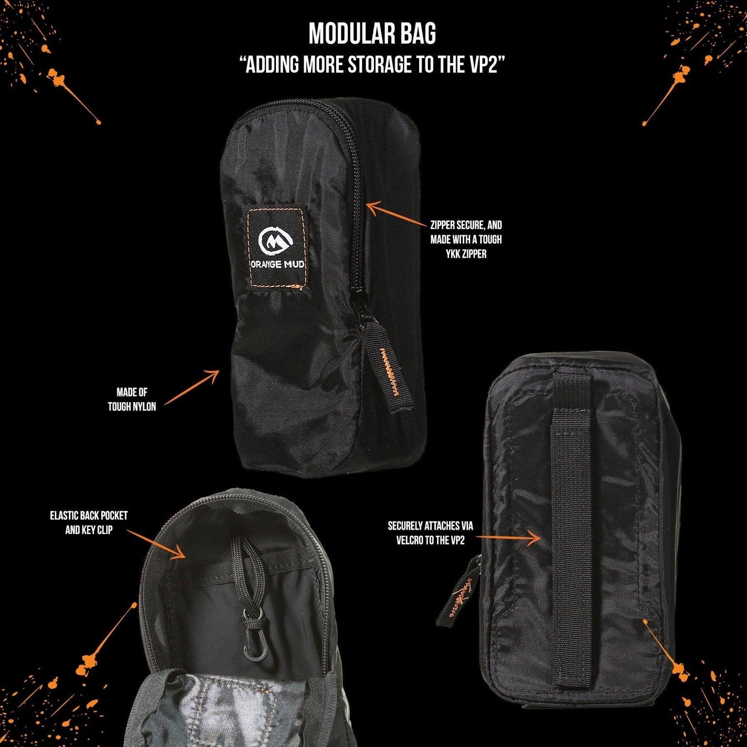 Orange Mud Accessory Bag for VP2  Hydration Vest Accessories  Orange Mud