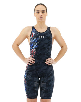 TYR Women's Venzo Closed Back - USA Blackout Camo - Tech suit  Technical Swimsuits  Tyr