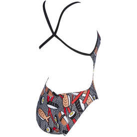 Arena Crazy Sushi X Criss Cross Back One Piece Swimsuit  Competition Swimsuits  Arena